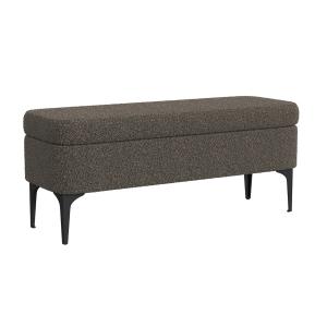 Rounded Dark Brown Boucle Storage Bench