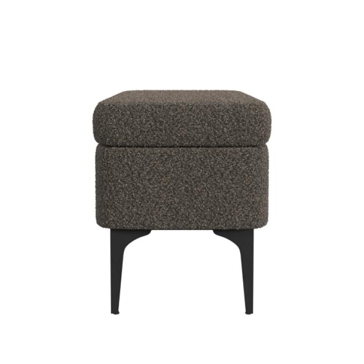 Rounded Dark Brown Boucle Storage Bench
