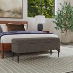 Rounded Dark Brown Boucle Storage Bench