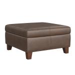 Brown Faux Leather Large Square Storage Ottoman