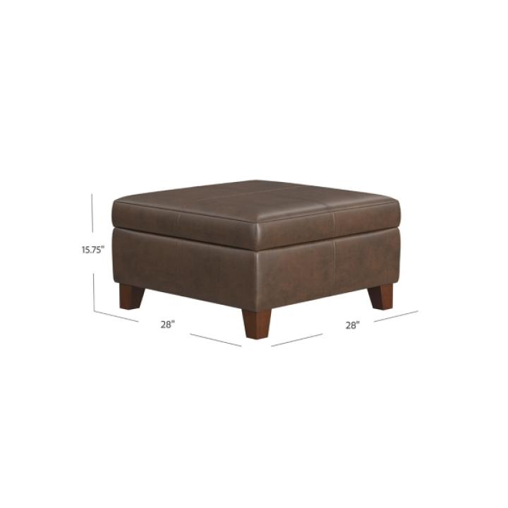 Brown Faux Leather Large Square Storage Ottoman