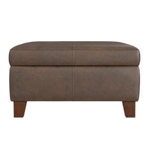 Brown Faux Leather Large Square Storage Ottoman