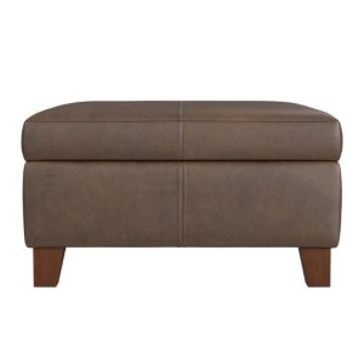 Brown Faux Leather Large Square Storage Ottoman