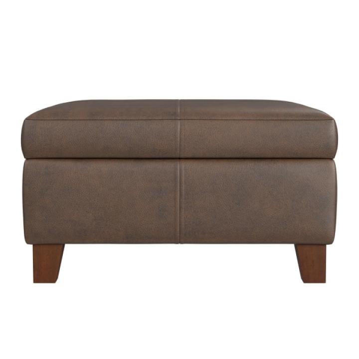 Brown Faux Leather Large Square Storage Ottoman