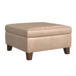 Sand Faux Leather Large Square Storage Ottoman