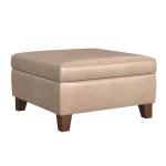 Sand Faux Leather Large Square Storage Ottoman