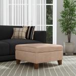 Sand Faux Leather Large Square Storage Ottoman
