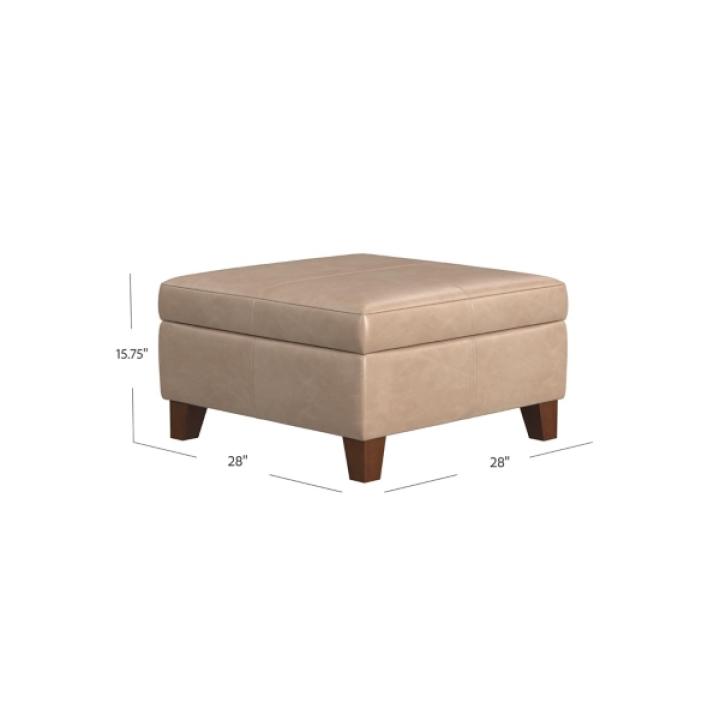 Sand Faux Leather Large Square Storage Ottoman