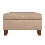 Sand Faux Leather Large Square Storage Ottoman