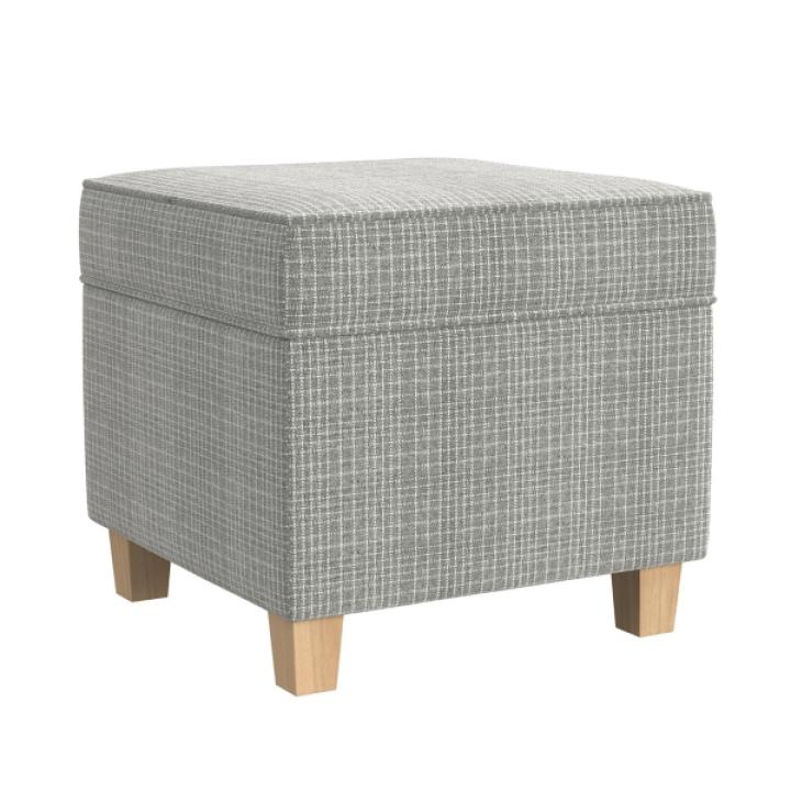Sage Mini Grid Pattern Square Storage Ottoman