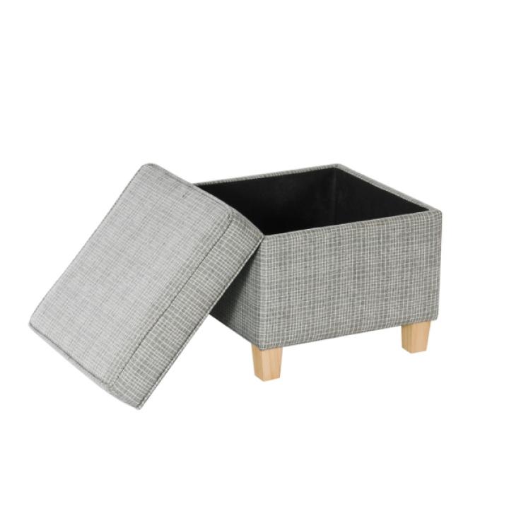 Sage Mini Grid Pattern Square Storage Ottoman