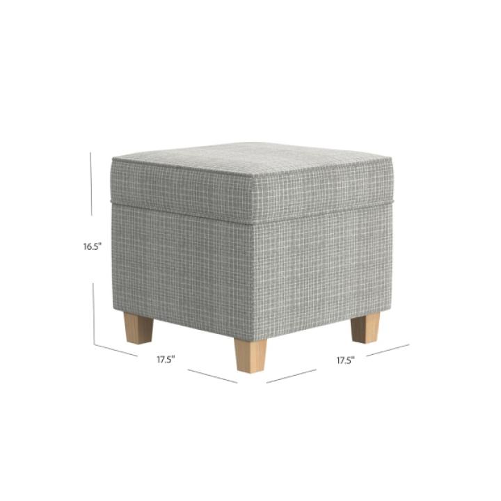 Sage Mini Grid Pattern Square Storage Ottoman