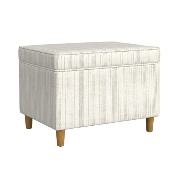 Marigold Pinstripe Upholstered Storage Ottoman