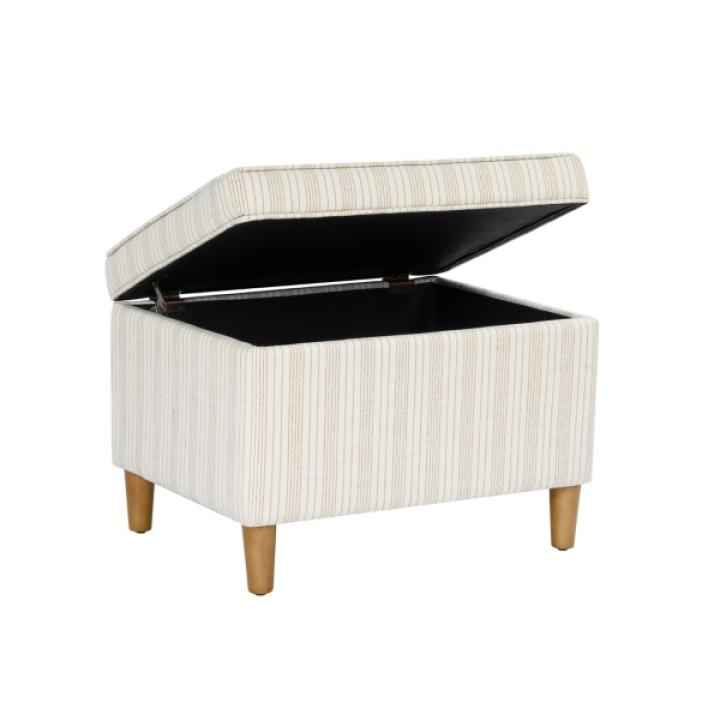 Marigold Pinstripe Upholstered Storage Ottoman