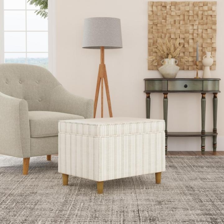 Marigold Pinstripe Upholstered Storage Ottoman