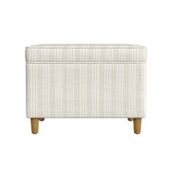 Marigold Pinstripe Upholstered Storage Ottoman