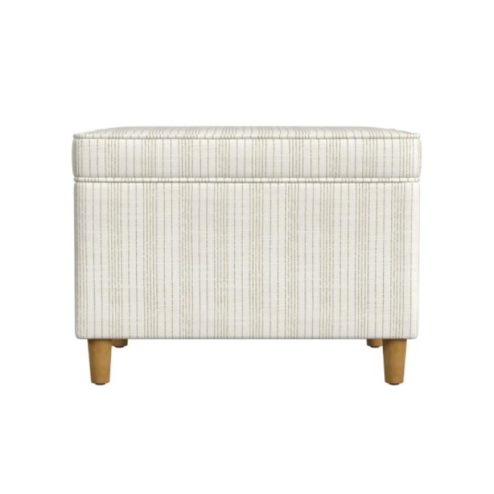 Marigold Pinstripe Upholstered Storage Ottoman