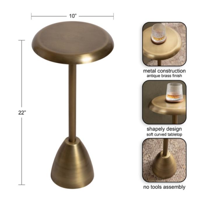 Morizet Antique Brass Round Cocktail Table