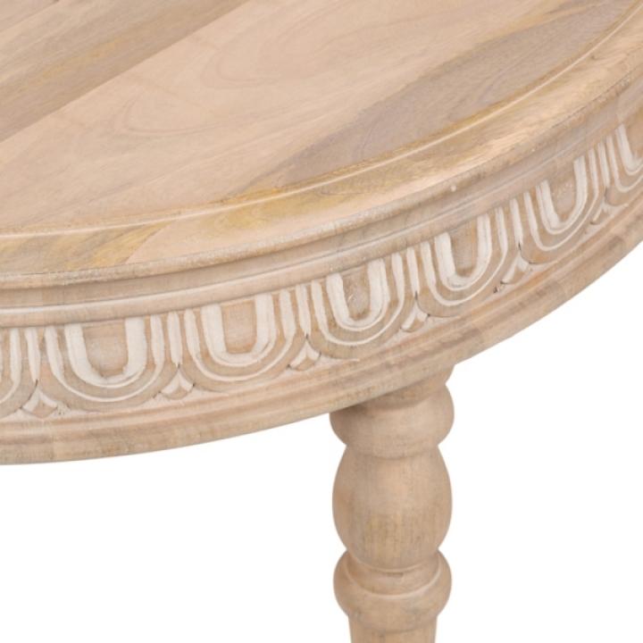 Patresa Round Natural Carved Wood Coffee Table