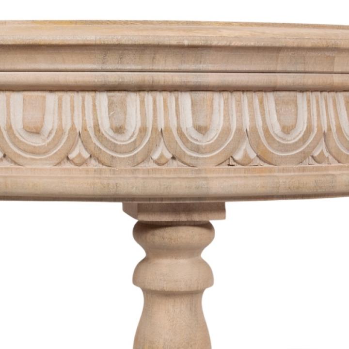 Patresa Round Natural Carved Wood Coffee Table