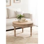 Patresa Round Natural Carved Wood Coffee Table