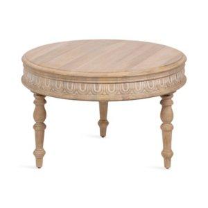 Patresa Round Natural Carved Wood Coffee Table