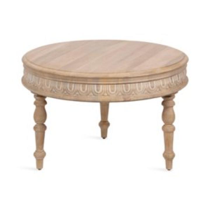 Patresa Round Natural Carved Wood Coffee Table