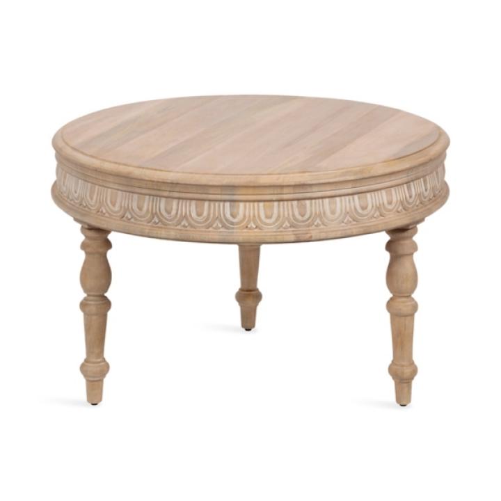 Patresa Round Natural Carved Wood Coffee Table