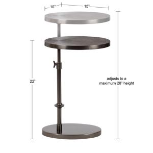 Engles Pewter Metal Oval Adjustable Table