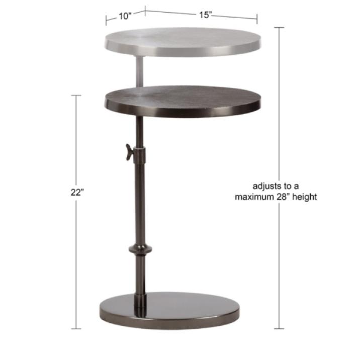 Engles Pewter Metal Oval Adjustable Table