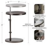 Engles Pewter Metal Oval Adjustable Table