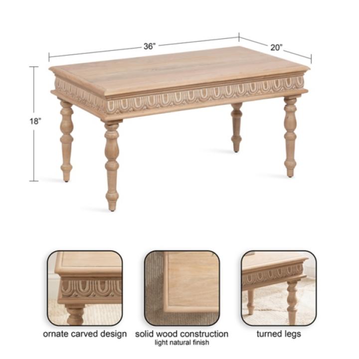 Patresa Natural Carved Wood Coffee Table