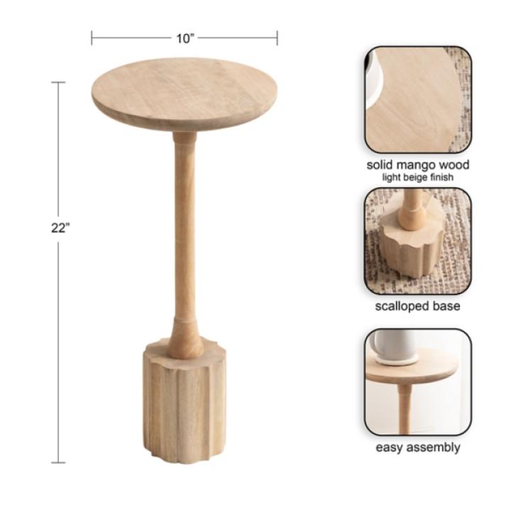 Nisha Natural Wood Scalloped Cocktail Table