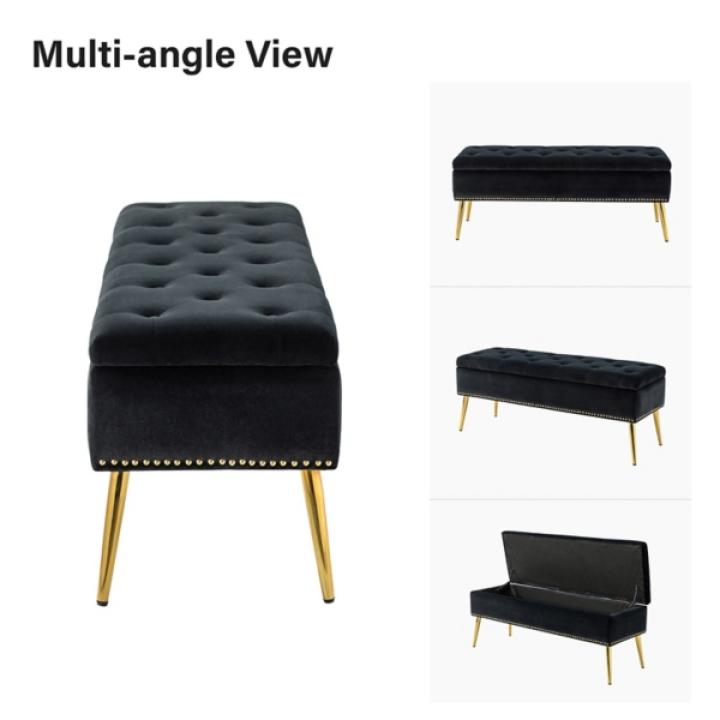 Achilles Black Tufted Storage Bench