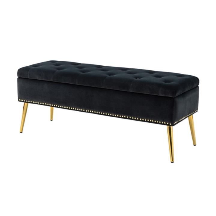 Achilles Black Tufted Storage Bench