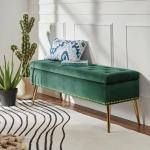 Achilles Green Tufted Storage Bench