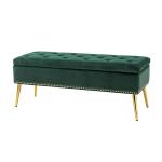 Achilles Green Tufted Storage Bench