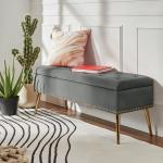 Achilles Gray Tufted Storage Bench