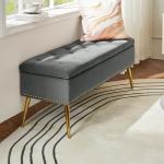 Achilles Gray Tufted Storage Bench