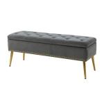 Achilles Gray Tufted Storage Bench