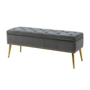 Achilles Gray Tufted Storage Bench