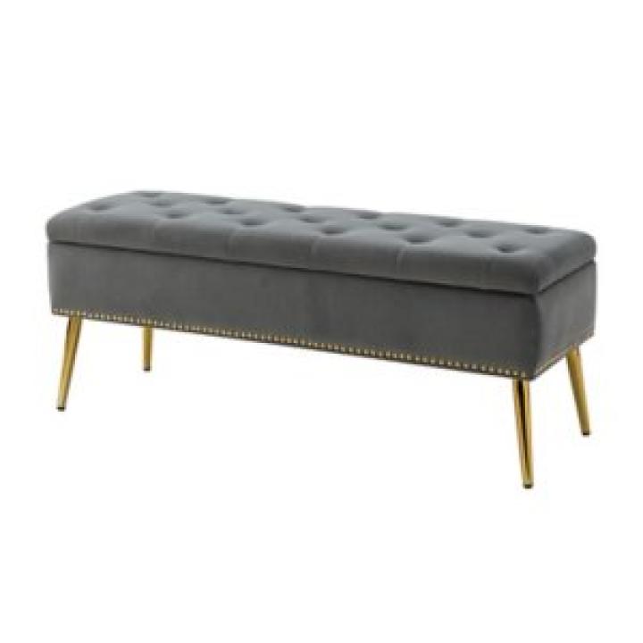 Achilles Gray Tufted Storage Bench