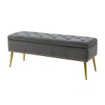 Achilles Gray Tufted Storage Bench