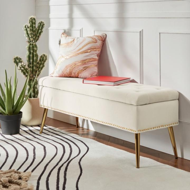 Achilles Ivory Tufted Storage Bench