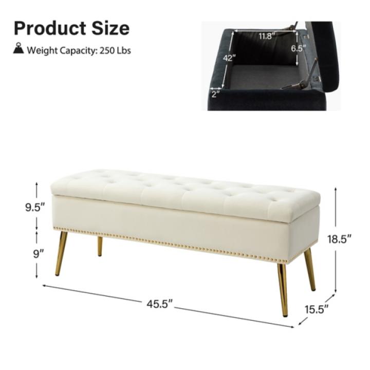 Achilles Ivory Tufted Storage Bench