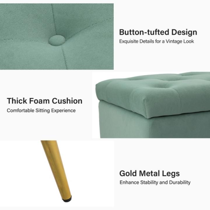 Achilles Sage Tufted Storage Bench