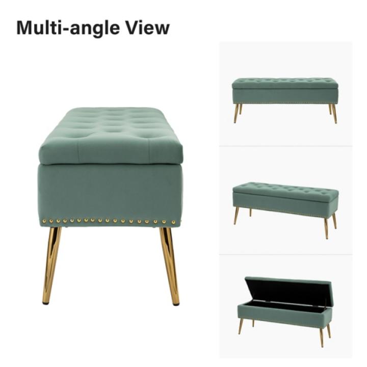 Achilles Sage Tufted Storage Bench