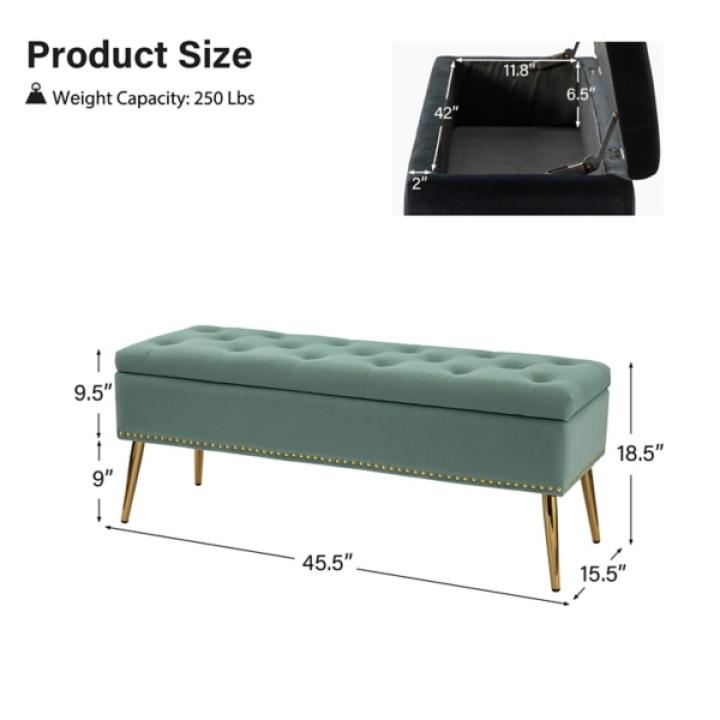 Achilles Sage Tufted Storage Bench