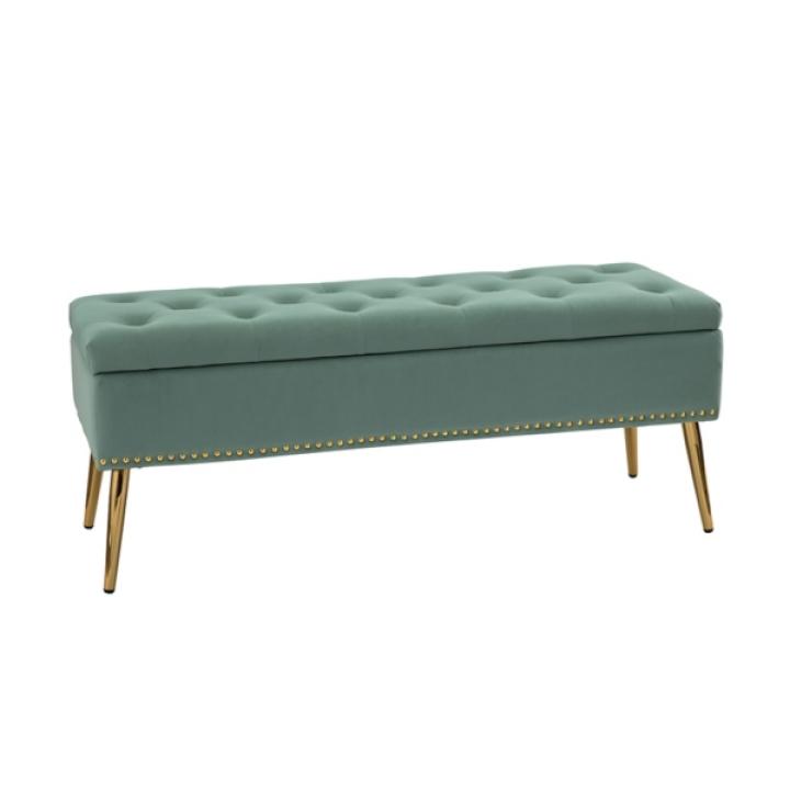 Achilles Sage Tufted Storage Bench