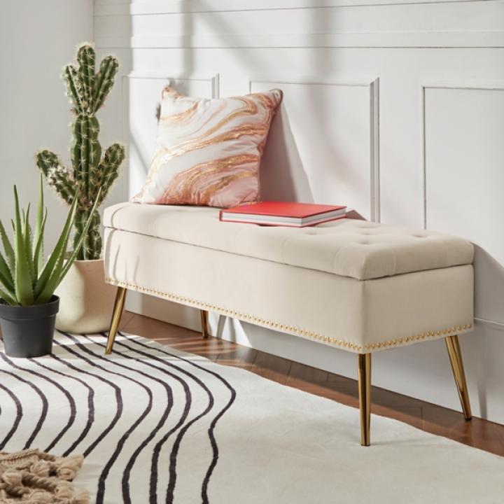 Achilles Tan Tufted Storage Bench